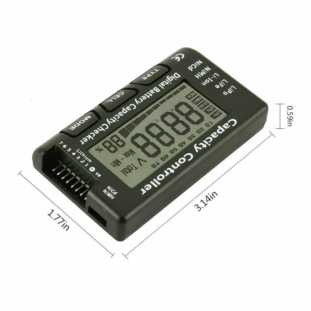 7 Digital Battery Voltage Tester Checker LiPo LiFe Li-ion Nicd NiMH Battery Voltage Tester Checking Capacity Controller