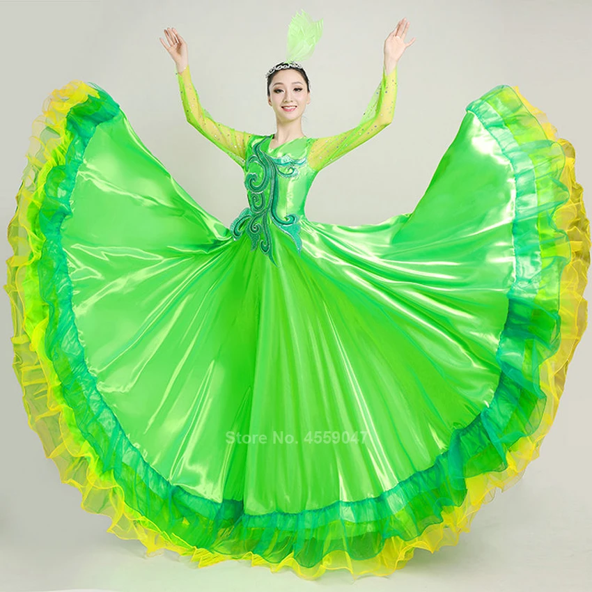 Nuovo Flamenco Gonne Da Ballo Spagnolo di Carnevale Vestiti di Prestazione Costume Gypsy Gonna di Pizzo Donna Bigdance Spagna Coro Vestito