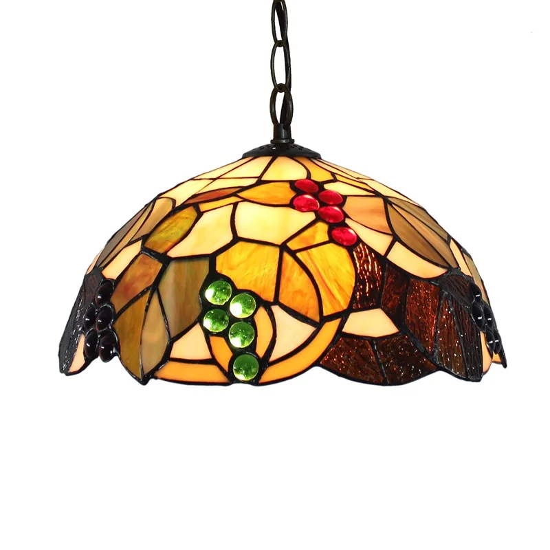 

American Country Pastoral Retro Tiffany Stained Glass Grape Chandelier European Bar Restaurant Balcony Light e27 AC110V 220V