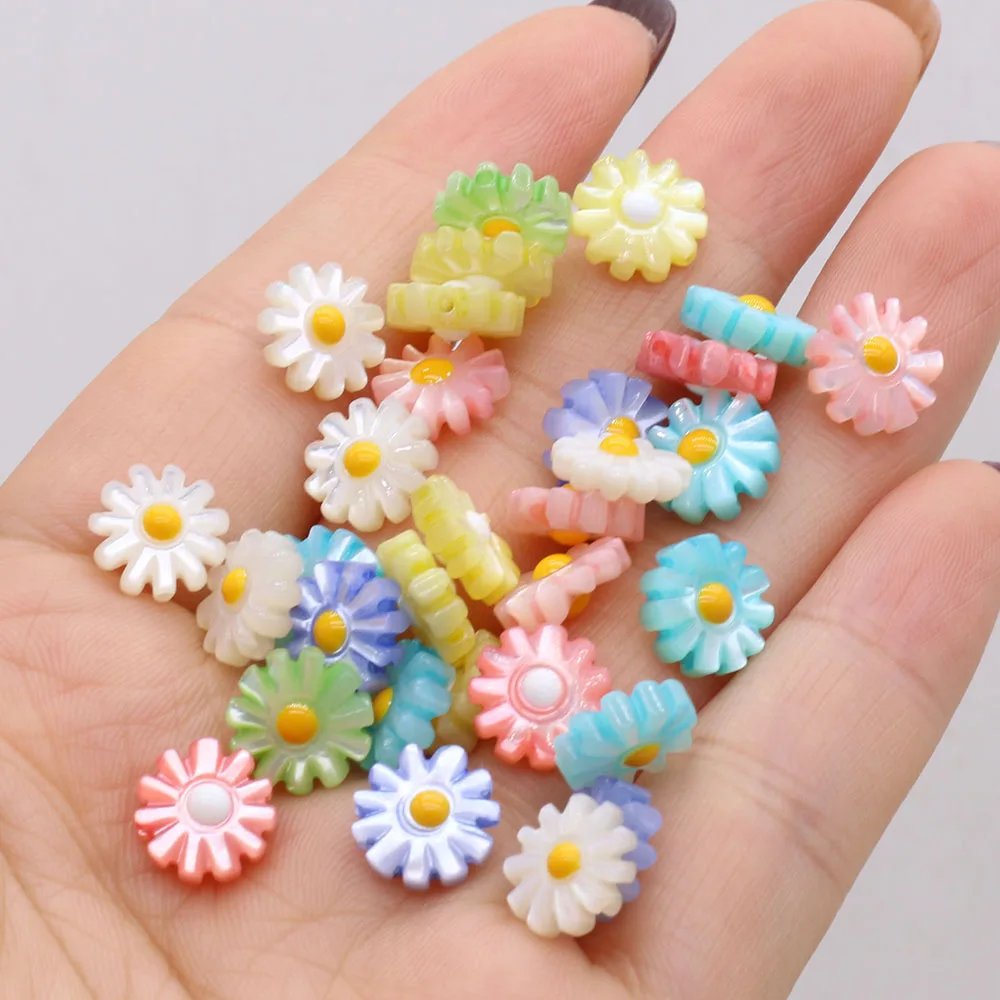 Natural Sea Shell Beads Colorful Sun Flower Shaped Loose Beaded For Jewelry Making DIY Bracelet Necklace Earrings Accessories