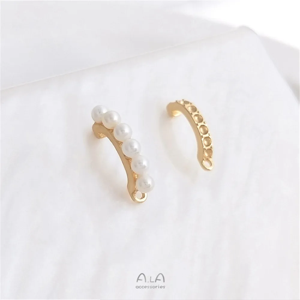 

14K Gold Plated C-shaped belt hanging 925 silver needle earrings diy sticky millet beads small pearl earrings accessories