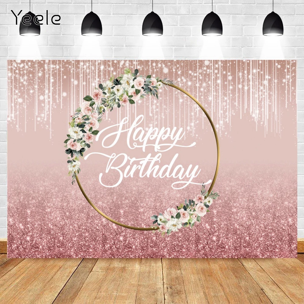 Yeele Birthday Backdrop Pink Glitter Dots Adult Baby Portrait Photocall Party Background Photographic Photography Photo Studio