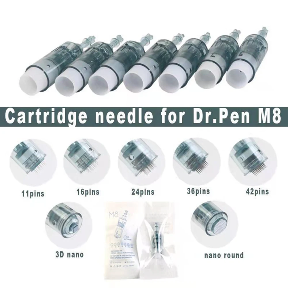 20 Pcs Ultima Dr.pen M8 Needles Cartridges 11 16 24 42 Pin 5D Round Nano Dermapen Dr pen Derma M8 Bayonet Needle Replacement Tip