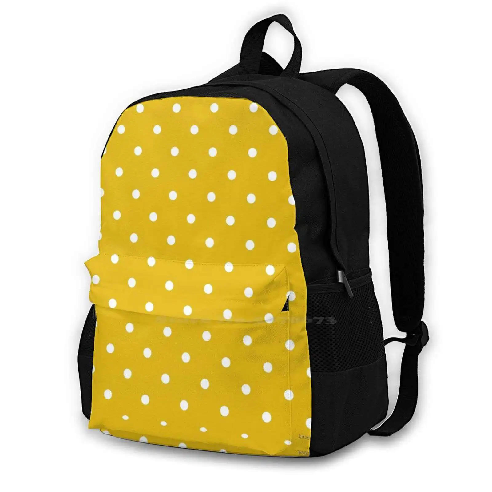 Mustard Yellow Small Polka Dots Hot Sale Schoolbag Backpack Fashion Bags Bright Canary Circles Colorful Dots Gold Hue Interior