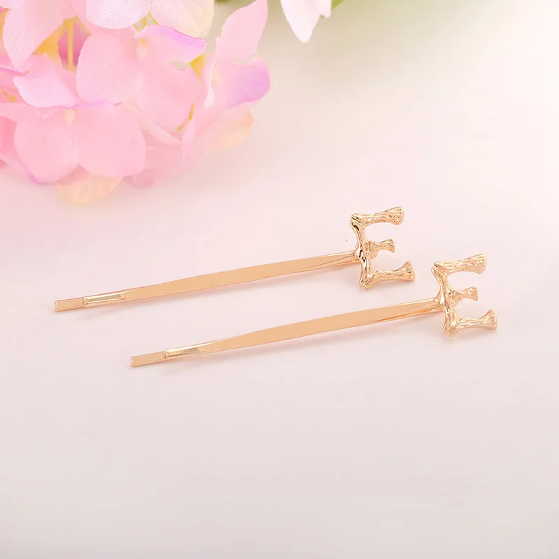 2021 New fashion Simple European American all-match golden letter folder clip Barrettes DIY hair accessories Headwear jewelry image 3