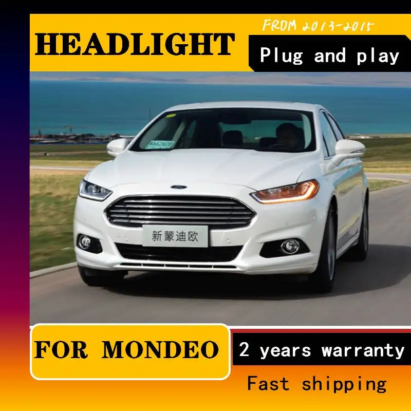 Car Styling For Ford Mondeo 2013-2015 LED Headlight New Fusion Head Lamp Dynamic Turn Signal LED DRL Bi-Xenon HID Car Accessorie