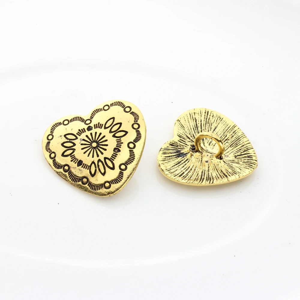 30MM 3pcs/lot Retro Zinc Alloy Sweet Heart Bronze Decorative Vintage Concho Buttons Charms For DIY Jewellery Accessories