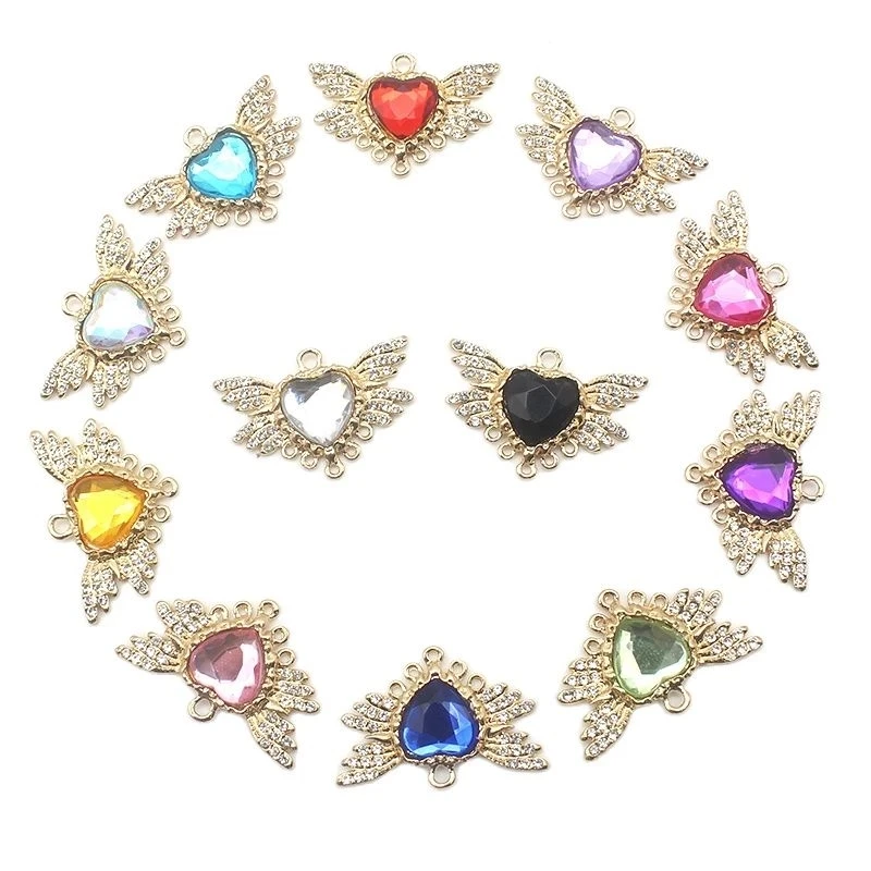 

YWXINXI 10Pcs new alloy rhinestone heart-shaped small pendant, fashionable and exquisite necklace bracelet ladies pendant jewelr