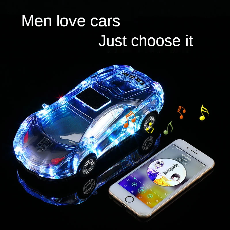 Alto-falante Bluetooth para carro com formato esportivo estéreo sem fio pode ser conectado em luzes coloridas de disco USB, flash