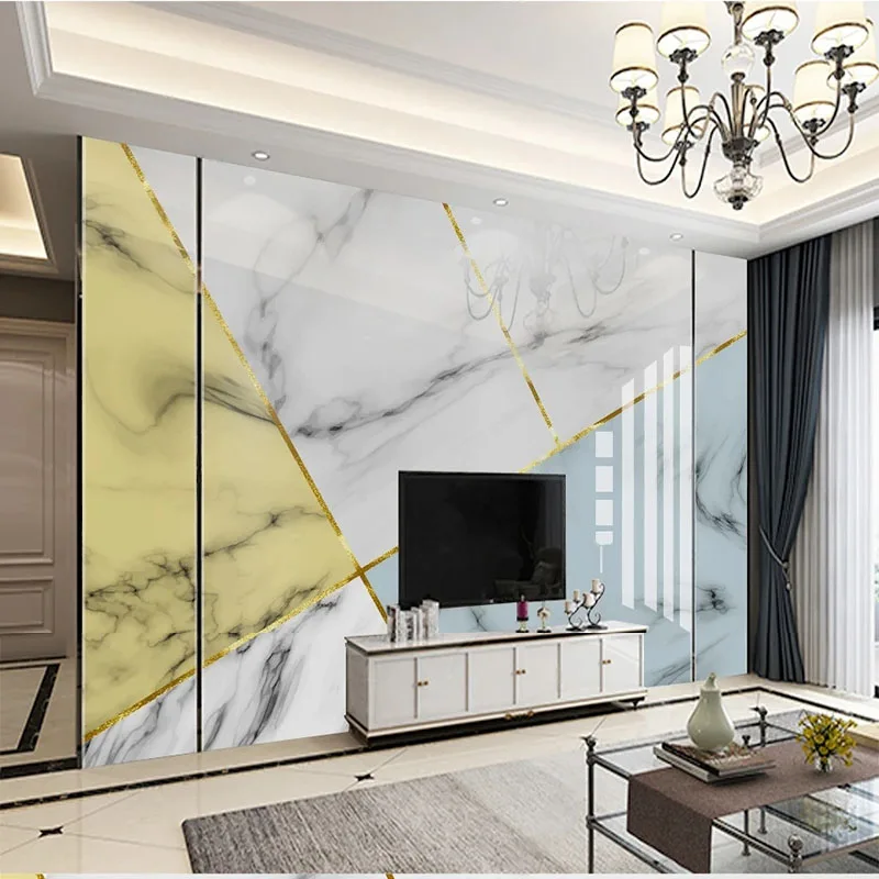 Custom Any Size Mural Wallpaper 3D Geometric Marble TV Background For Home Decor Living Room TV Sofa Sticker Papel De Parede Art