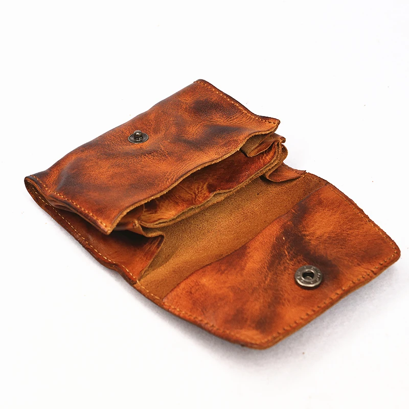 Genuine Leather Wallets Card Holder Men Women Vintage Short Credit Card Holders Coin Purse Case Small Slim Wallet For Male