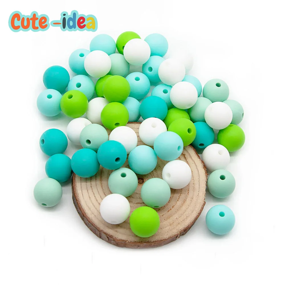 Cute-Idea 9mm 20pcs Silicone Beads Pearl Food Grade infant Teething Beads DIY Nursing Bracelet Baby Teether Pacifier Necklaces