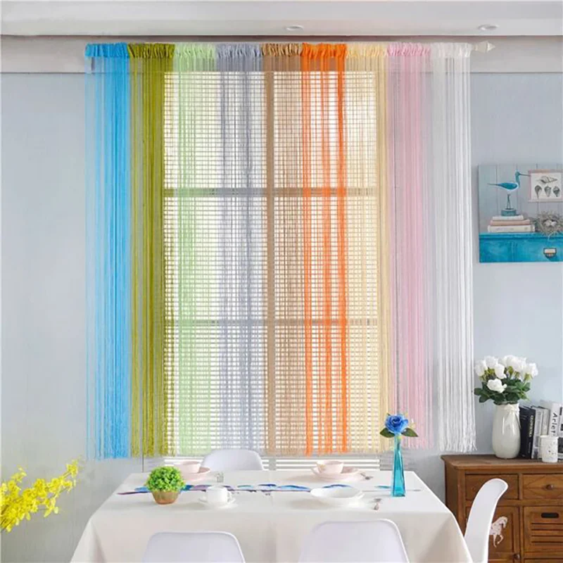 Multi-color Thread Line Curtains for Living Room Door Wall Window Panel Tassel Curtains bedroom Window curtain Decoration 1x2m