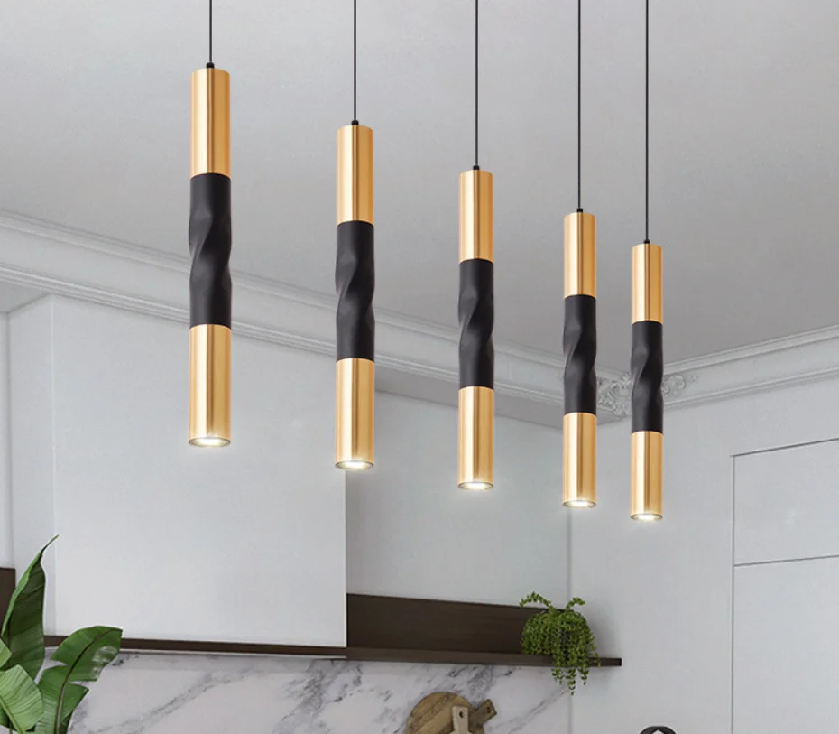 

Nordic Pendant Dimmable Lights Hanging Lamp Kitchen Island Dining Room Shop Bar Counter Decoration Cylinder Pipe KitchenLights