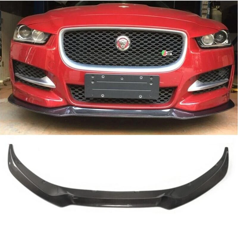 

For Jaguar XE 2015 2016 2017 2018 Real Carbon Fiber Front Diffuser Lip Spoiler High Quality Car Bumper Accessories