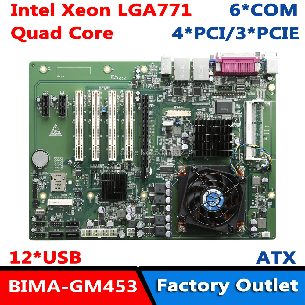 GM45 Onboard Intel Xeon BGA771 Quad Core CPU 12USB 4PCI Industrail ATX Mainboard Support 6COM MSATA