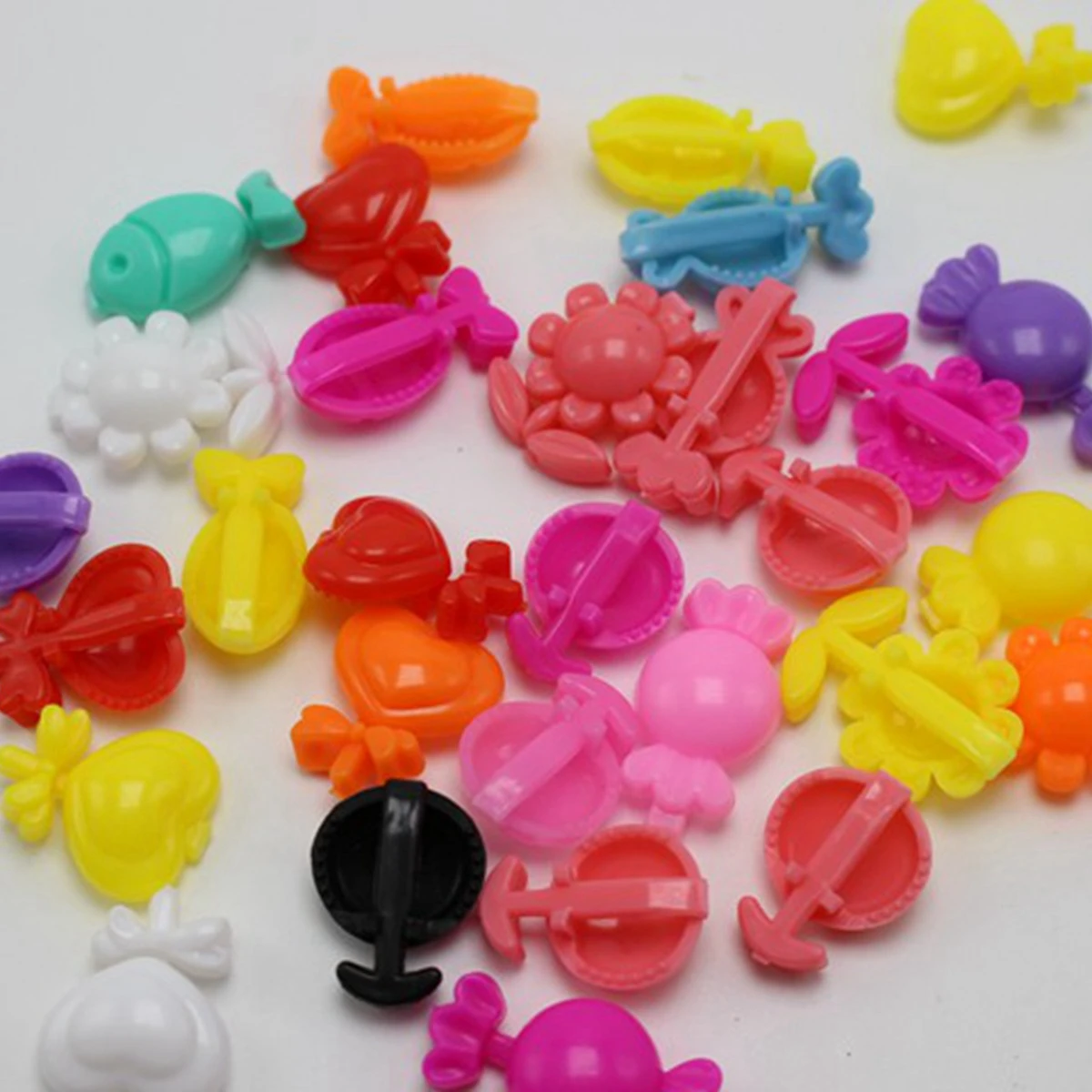 100 Mixed Color Assorted Plastic Mini Hair Pin Clamp Clip Bows 22X16mm Dreadlock