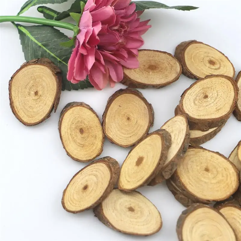 25 pcs Craft Supplies 6cm Oval Wooden Slices Unpainted DIY Decorationsationsations Wood Cutouts Pieces Embellishments Ornament