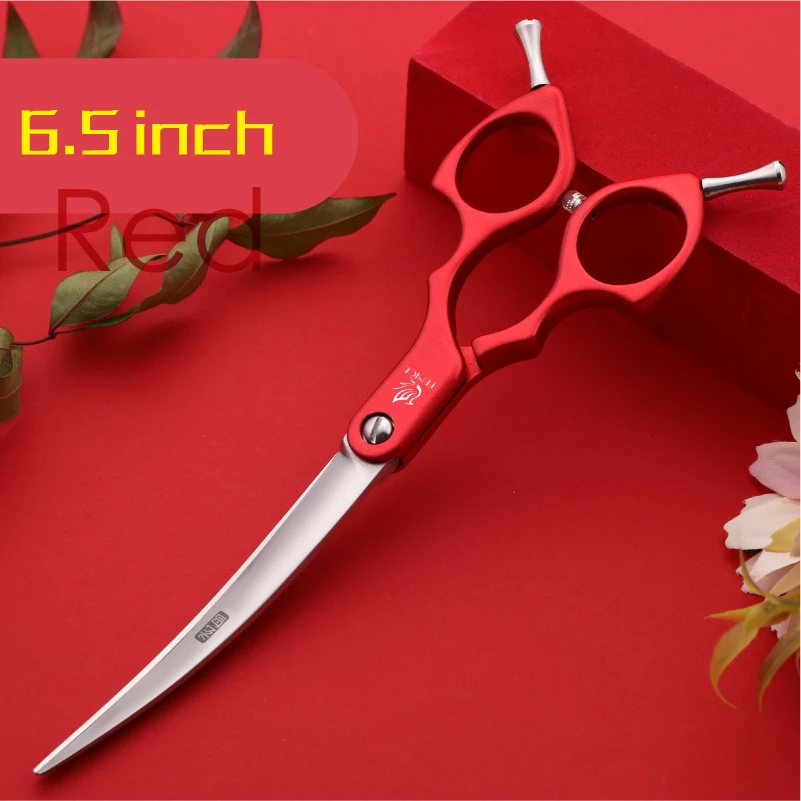 Fenice Professional JP440C&VG10 Bunte 6,0 6,5 Zoll gebogene Pflegeschere Haustierschere für Hunde und Katzen 10