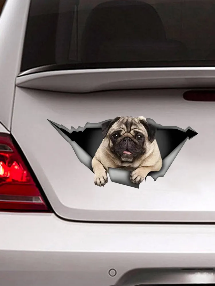 S50571#13/15/17CM Personality PVC Decal Pug Dog Car Sticker on Motorcycle Laptop Decorative Accessories