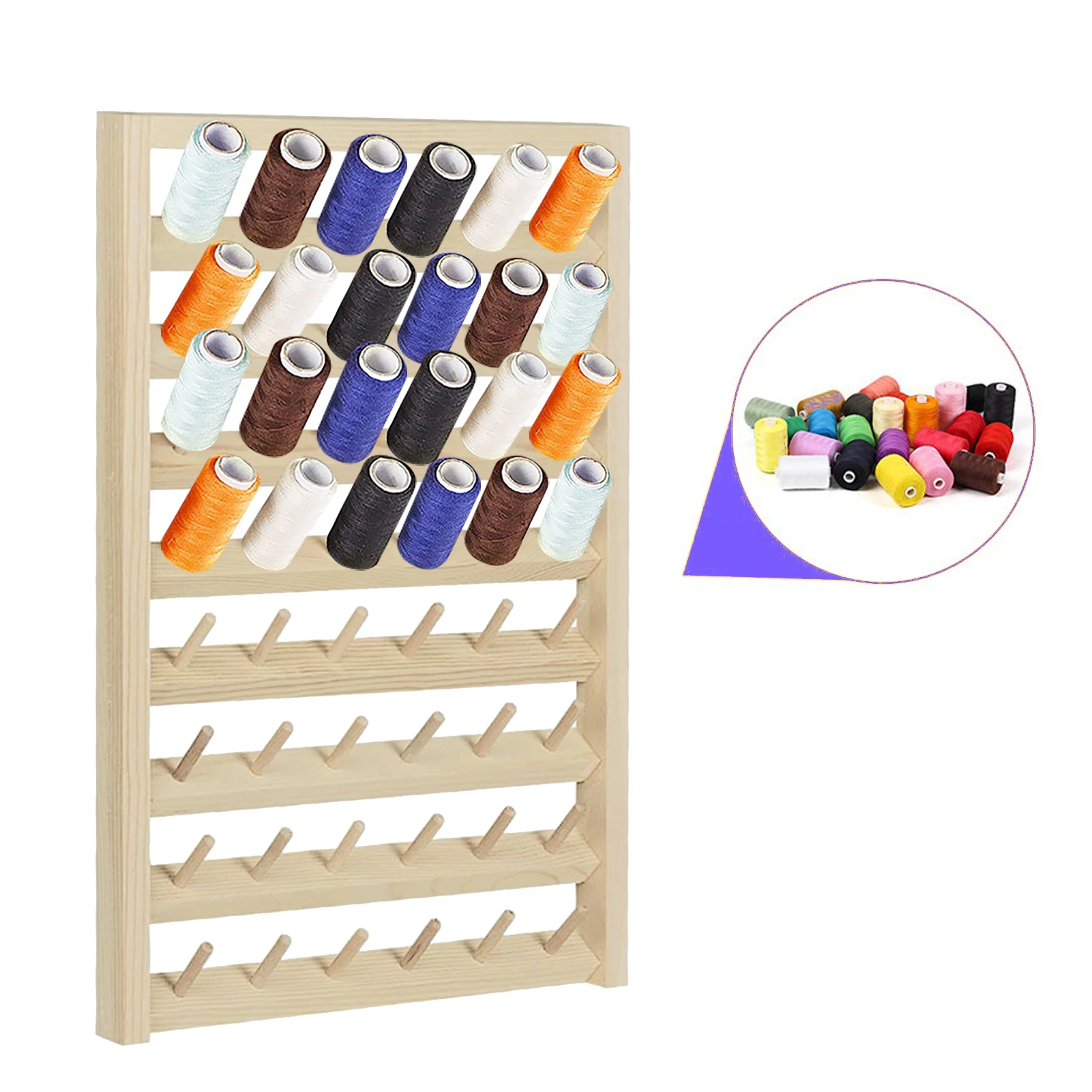 Wooden Spool Sewing Thread Holder Rack Wall Hanging Sewing Thread Bracket Organizer Multipurpose Jewelry Storage Display Stand