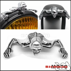 Motorcycle Front Headlight Fender Skeleton Decorative Figure For Harley Chopper Bobber Custom Steel Skeleton Skull Decoration