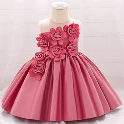 Robe de soirée à fleurs pour petites filles, tenue de bal élégante pour enfants, Costume de princesse pour baptême