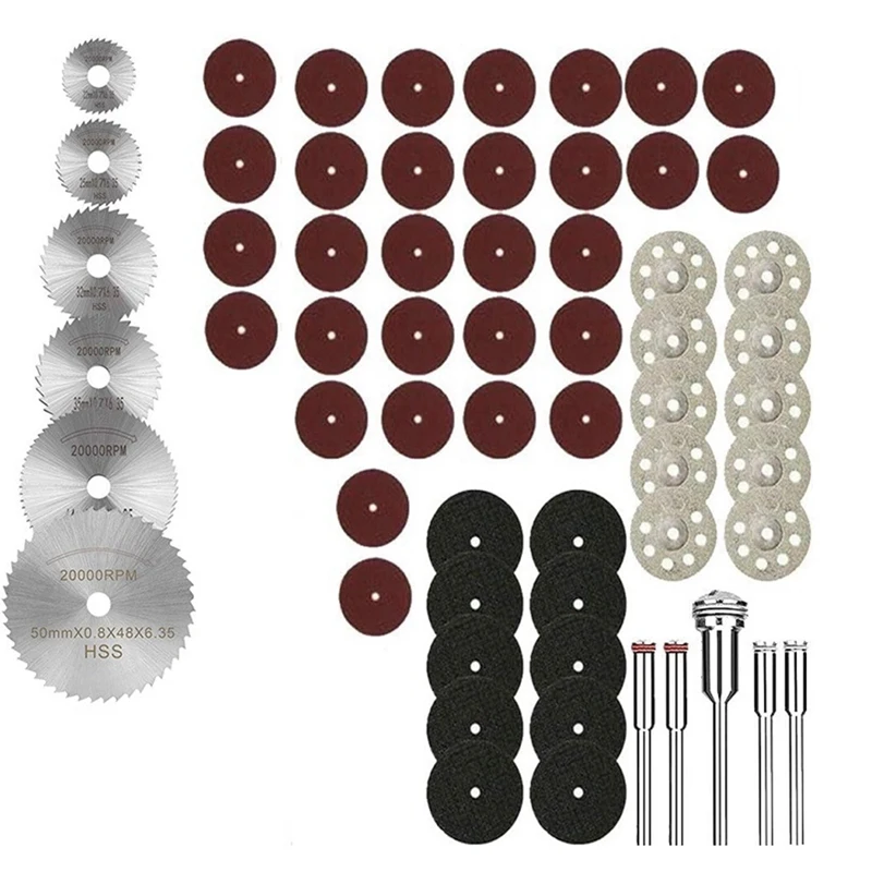 HLZS-61Pcs Mini Circular Saw Blade Set Resin Cut-Off Wheels Disc Diamond Cutting Blade Metal Cutter Power Tool