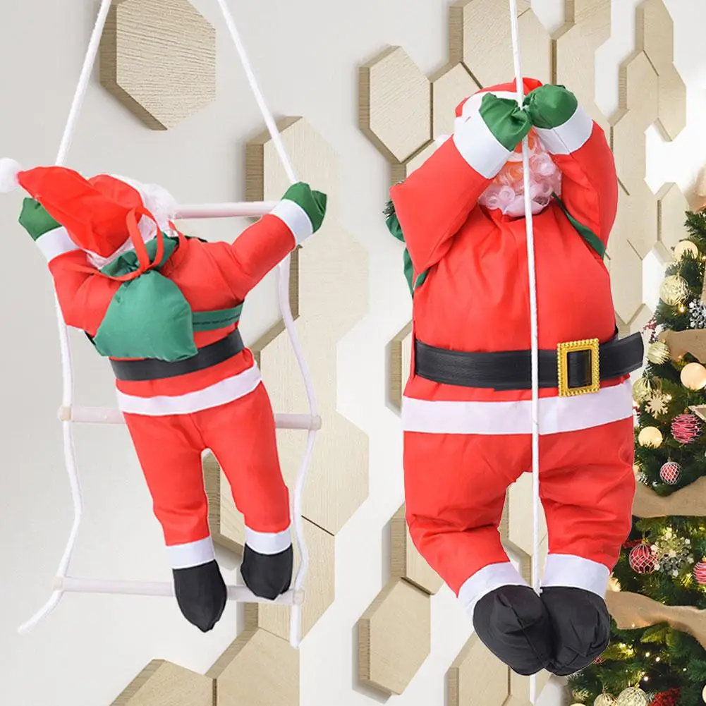 60cm corda de escalada escada papai noel decorações de natal ao ar livre papai noel com barba escalada chaminé boneca pingente presente