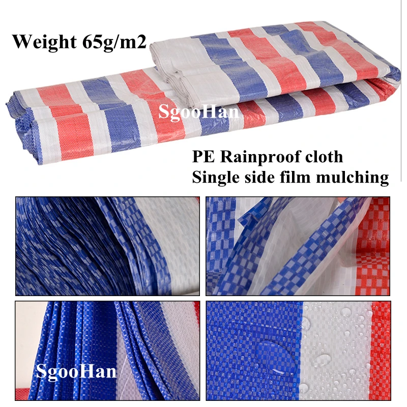 65g/m2 Three-Colors Rainproof Cloth Garden Plant Shed Tarpaulin Sun Shade Sail Dust Cover Ground Sheet Camping Waterproof Cloth