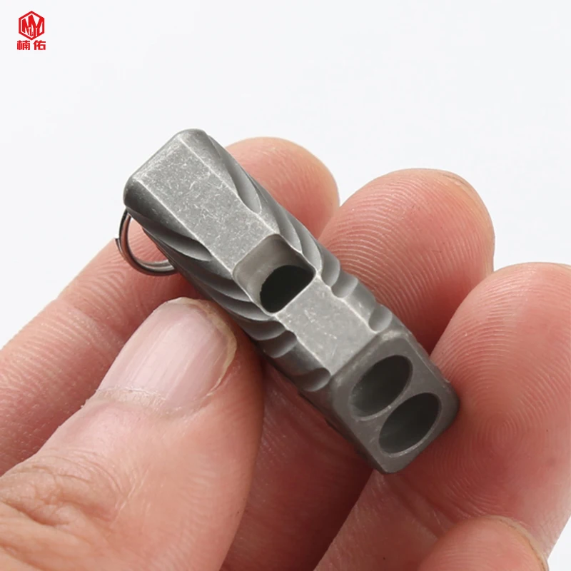 1PC Portable Titanium Alloy Double Tube Whistle Outdoor Emergency Survival Rescue Whistle