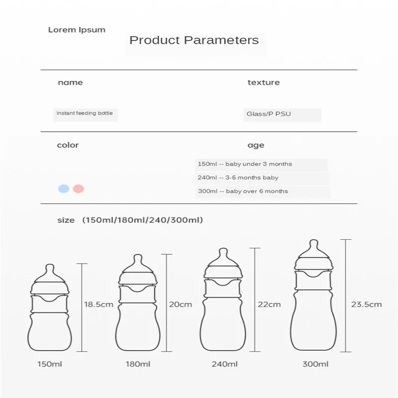 Glass Baby Bottle Wide-bore Quick Flush Bottle Anti-colic Newborn Milk Bottle Training Feeding Accessories Water Botellas Para