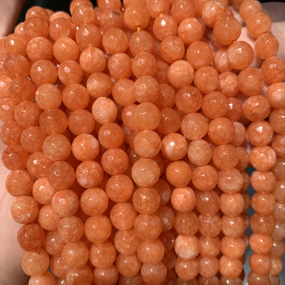 4/6/8/10/12mm Natural Faceted Orange Jades Chalcedony Stone Beads Round Loose Beads for Jewelry Making Bracelets 15\