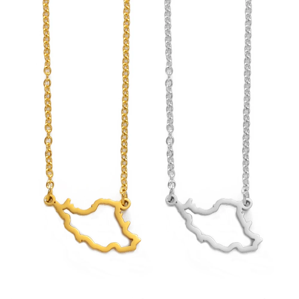 Aniyo صغيرة الحجم حلية لإيران قلادة على شكل خريطة قلادة المرأة مجوهرات للبنات ، فضي اللون/الذهب اللون القلائد الإيرانية #246221