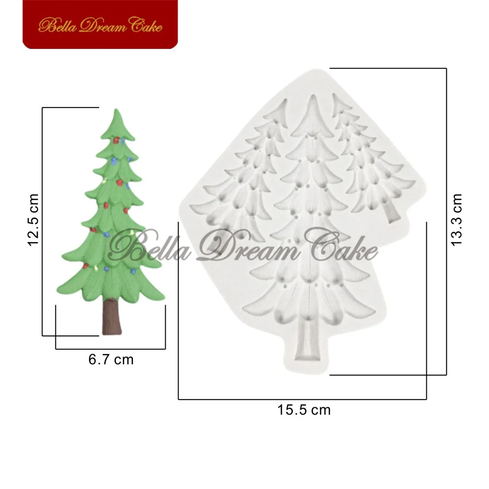 3 Christmas Tree Silicone Mold Fondant Cake Border Moulds DIY Chocolate Mould Cake Decorating Tools Kitchen Baking Accessories