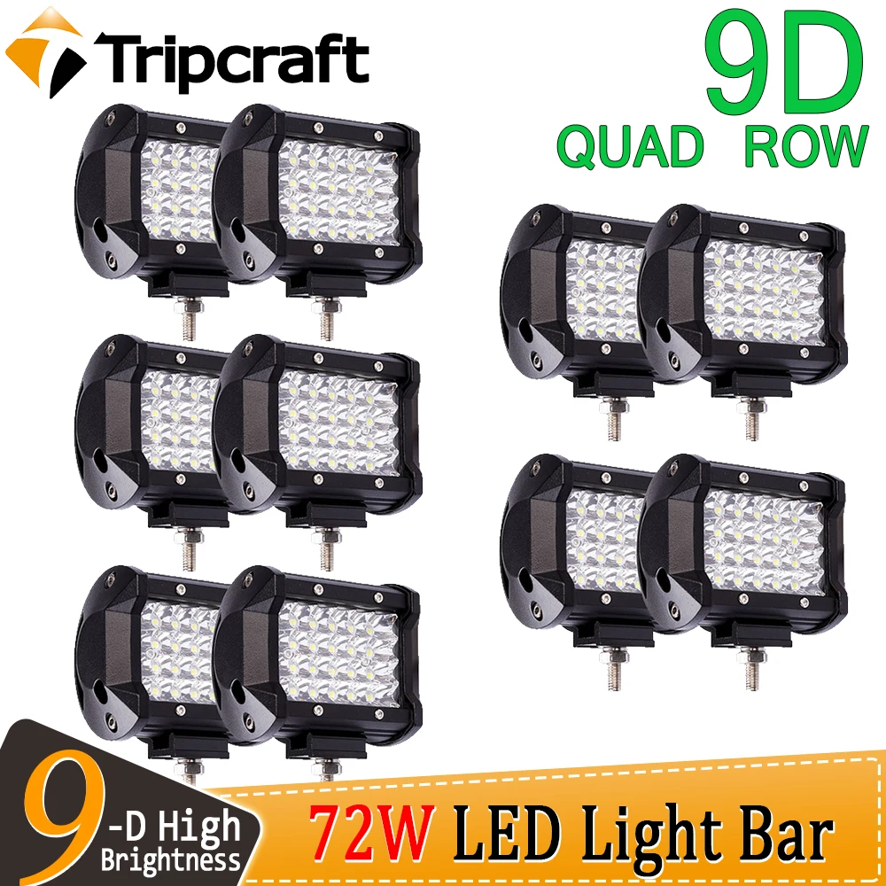 

Tripcraft Offroad 2/4/10X 9D 4INCH 72W LED Work Light Bar Combo Tri-row 12V 24V CAR Light TRUCK SUV ATV 4X4 4WD PICKUP DRIVING