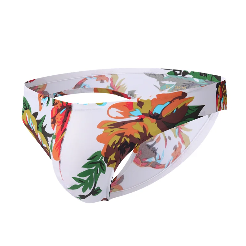 Ropa interior Sexy Gay sin costuras para hombre, calzoncillos con estampado de flores, bolsa con bulto, suspensorio de cintura baja, transpirable