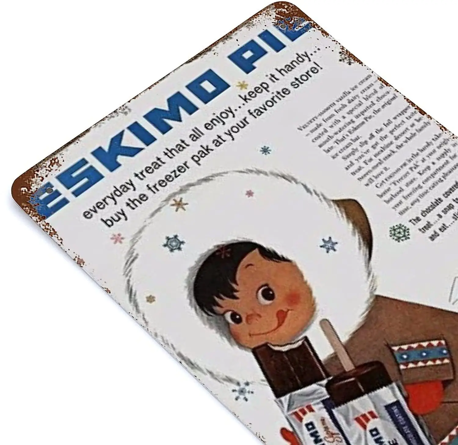 JEFCY 1958 Eskimo Girl Love Eskimo Pie Ice Cream Bar Retro Metal Logo -  AliExpress, image size:1500x1457