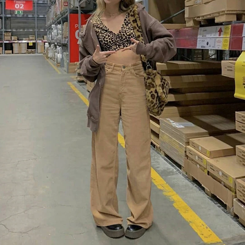 

Y2K Baggy Joggers Women Vintage Wide Leg Pants Brown Low Waist E Girl 90s Aesthetic Trousers Female Sweatpants