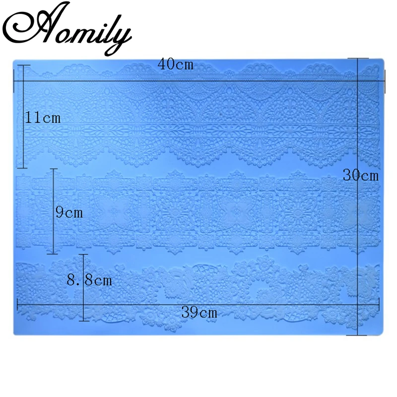 Aomily 3 Kinds of Lace Flower Silicone Mold Wedding birthday Cake Border Decoration Fondant Cake Surround Food Grade Mat Baking