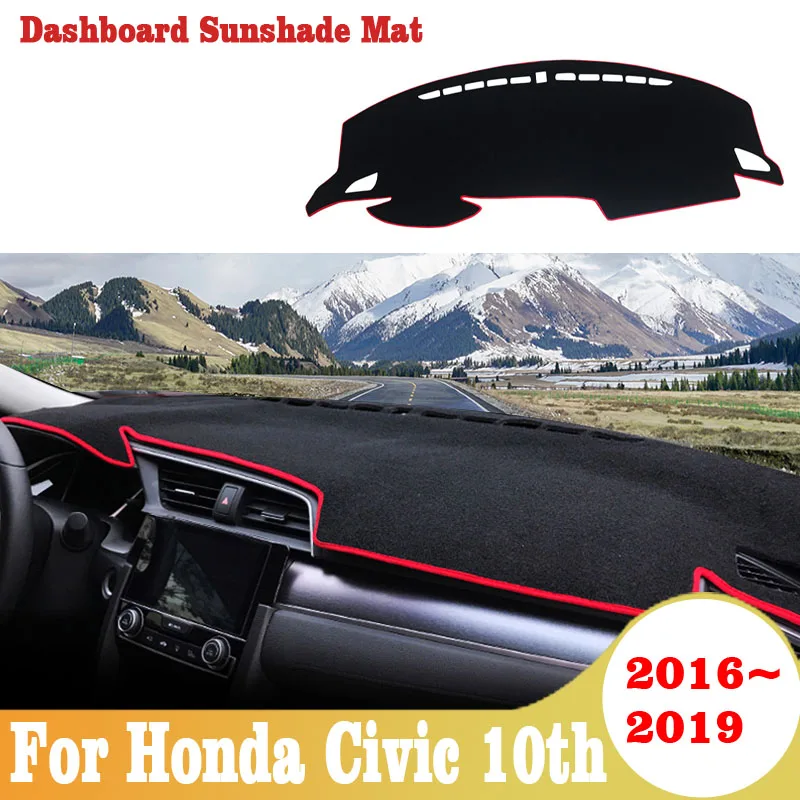 

Car Dashboard Cover Mat Sun Shade Pad Instrument Panel Carpets Anti-UV For Honda Civic 10th 2016 2017 2018 2019 Accessories