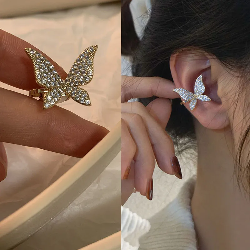 2024 Fahion Women's Earrings Ear Cuff Fine Sweet Butterfly Snowflake Ear Bones Clip for Women Bijoux Jewelry Ear Clip