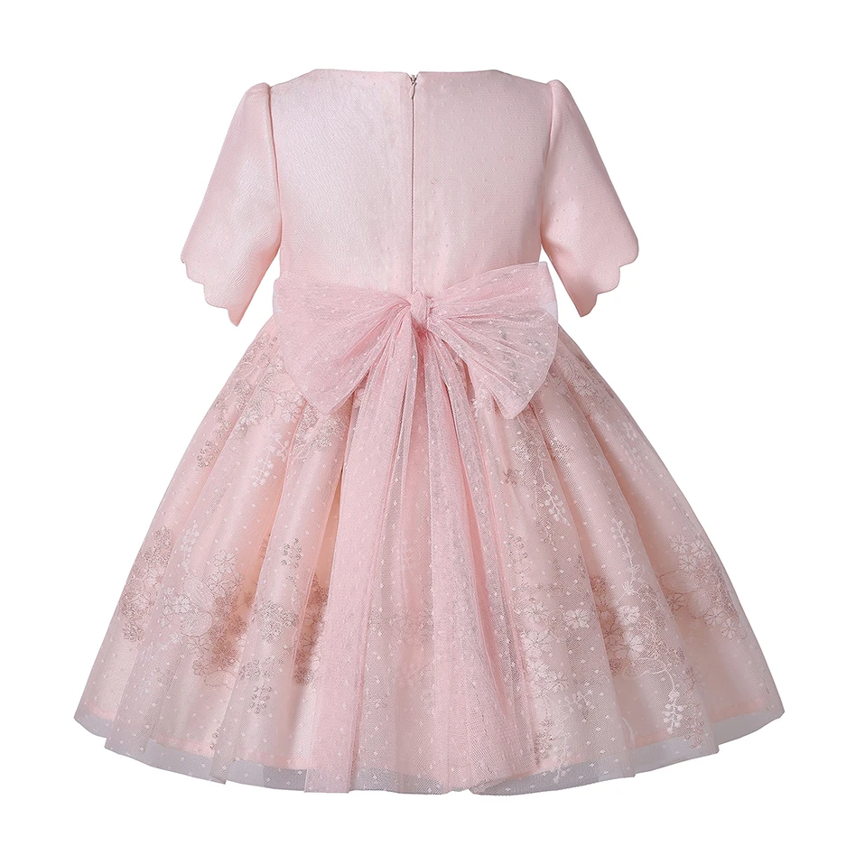 Pettigirl  Summer Pink Girls EID Baby Wedding Lace Princess Dresses For Kids Boutique Birthday Size 23456781012Years Old