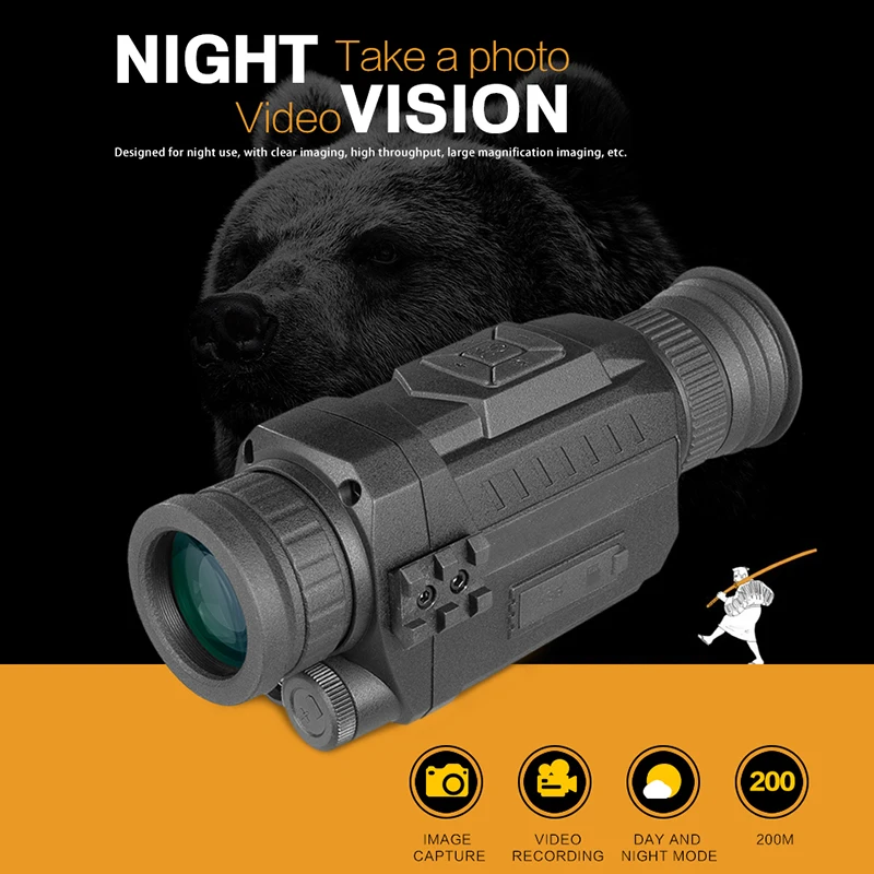 NEW NV535 Definition Digital Night Vision Scope Hunting Patrol Infrared Telescope Install SD Card Photo Video With Sound