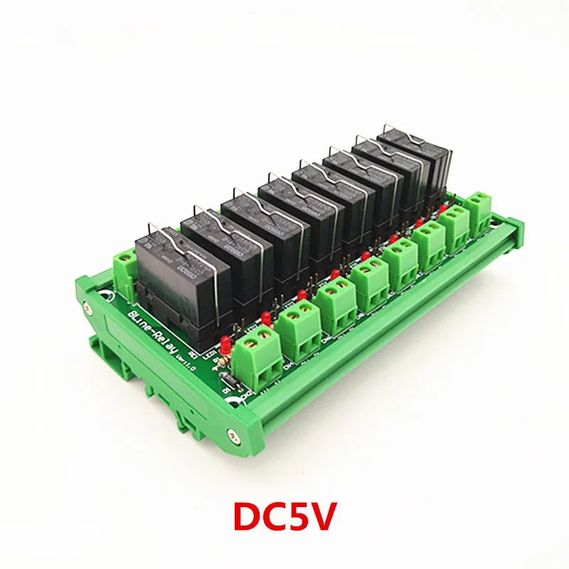 

DIN Rail Mount 8 Channel SPDT 16A Power Relay Interface Module,G5RL-1-E 5VDC Relay.