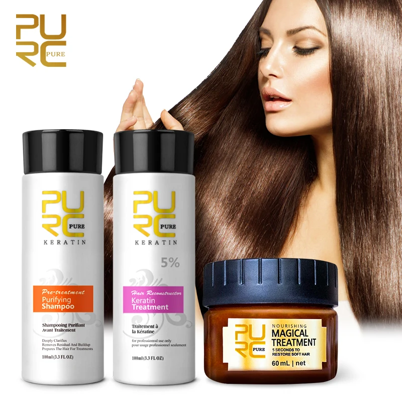 PURC Keratin Straightening Hair Treatment and Hair Mask Sets Smoothing Repair Frizz Dry Hair Care Products