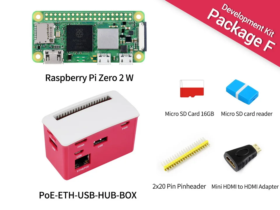 Raspberry Pi Zero 2 W Packag F,Raspberry Pi Zero 2 W, cinco veces faster. 1GHz Quad-Core Arm Cortex-A53 CPU,WiFi,Bluetooth 4,2 BLE