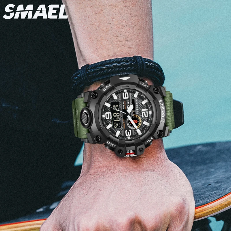 SMAEL Fashion Sport Watches Men Chronograph Clock Luxury Waterproof Man Watches 2023 Modern Dual Movement Wristwatches 8035