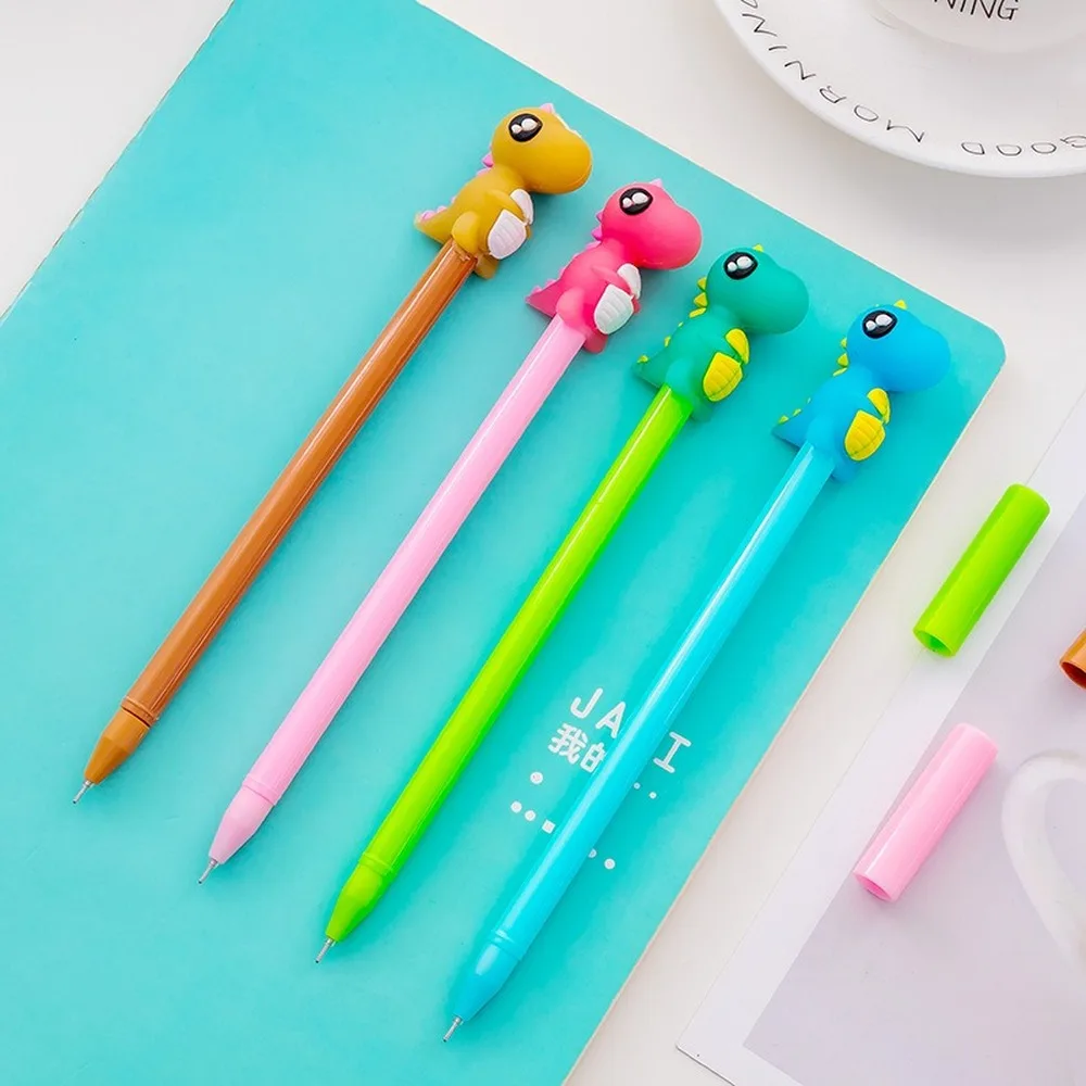 1pc Wholesale Creative Cute Colorful Dinosaur Pen Black 0.38 Pens Students Pen Stationery Wholesale Manufacturers