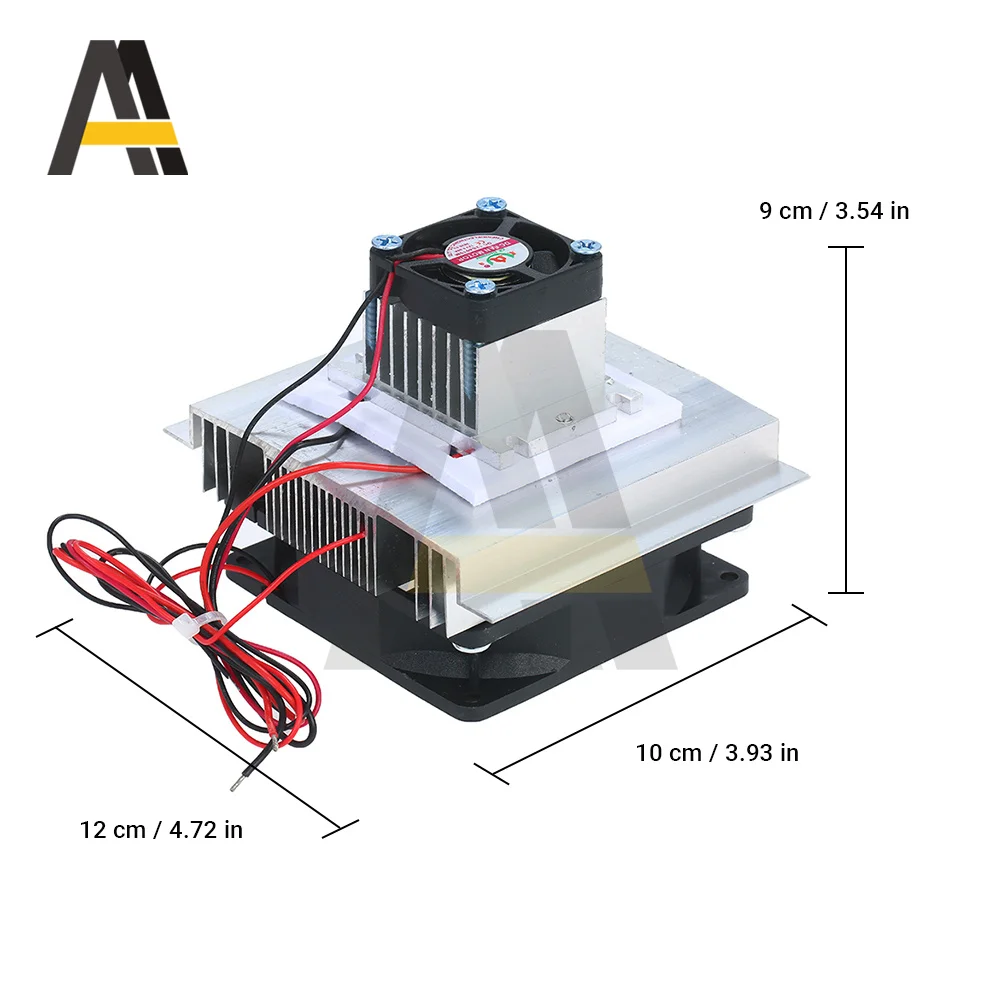 DC 12V 60W Thermoelectric Peltier Refrigeration Aluminum Cooler Semiconductor Air Conditioner Cooling System with Cooling Fan